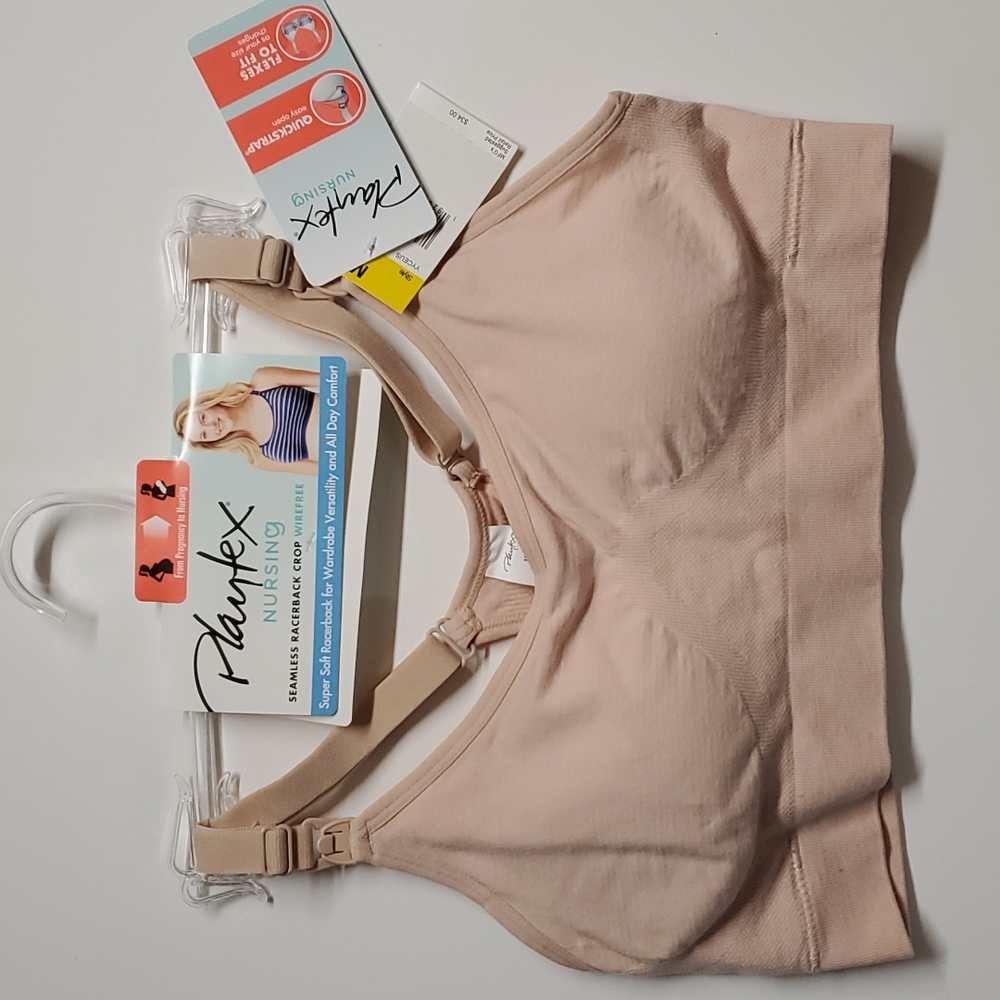 Playtex Nursing Seamless Racerback Crop Wirefree Bra Size Med Beige